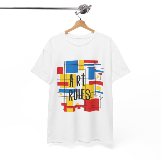 Art Rules Wearable Art Graphic Tee – Unisex Mondrian Inspired Statement Shirt