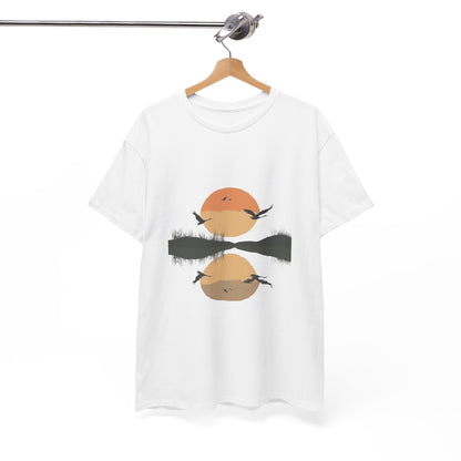 Sunset Over Still Water Nature Tee – Unisex Camping & Lakeside Adventure Shirt