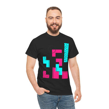 Bricks Falling Unisex 80s Gamer Tee – Retro Block Puzzle Graphic T-Shirt