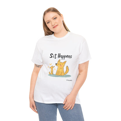 Sit Happens Funny Dog Training T-Shirt – Unisex Humor Tee for Dog Parents