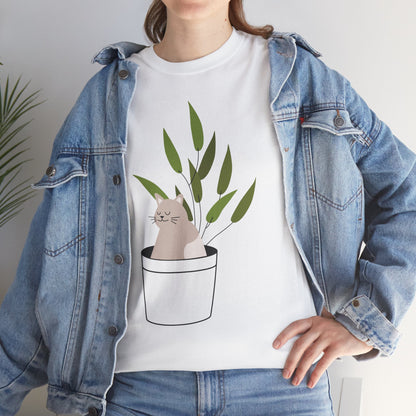 Purrfectly Planted Funny Cat & Plants T-Shirt – Unisex Cat Parent Tee