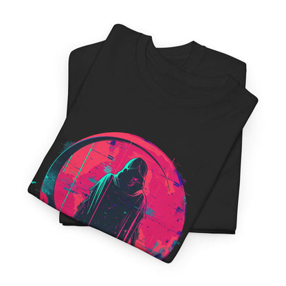 Glitch Reaper Neon Cyberpunk T-Shirt – Futuristic Dark Graphic Tee (Unisex)