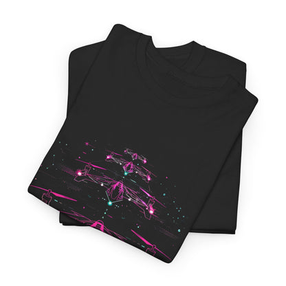 Dystopian Drone Squad Futuristic Cyberpunk Tee – Neon Graphic T-Shirt (Unisex)