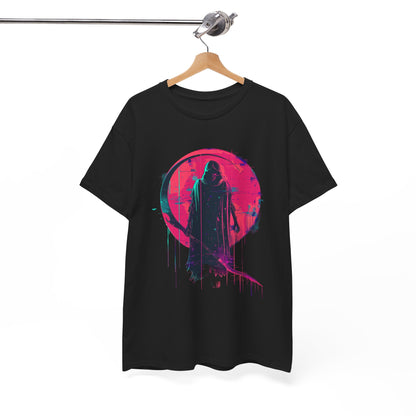 Glitch Reaper Neon Cyberpunk T-Shirt – Futuristic Dark Graphic Tee (Unisex)
