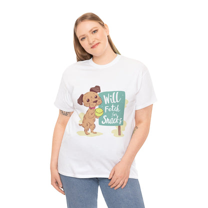 Will Fetch for Snacks Unisex Dog Humor T-Shirt – Funny Pet Parent Tee