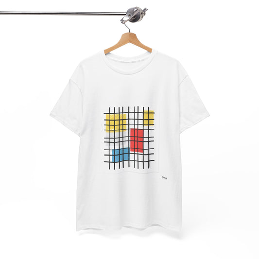 Grid Life Geometric Art T-Shirt – Unisex Mondrian Style Wearable Art Tee