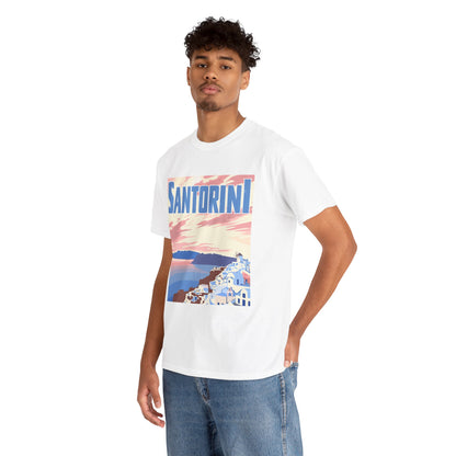 Sunset in Santorini Unisex Greece Travel T-Shirt – Urban Adventure Graphic Tee