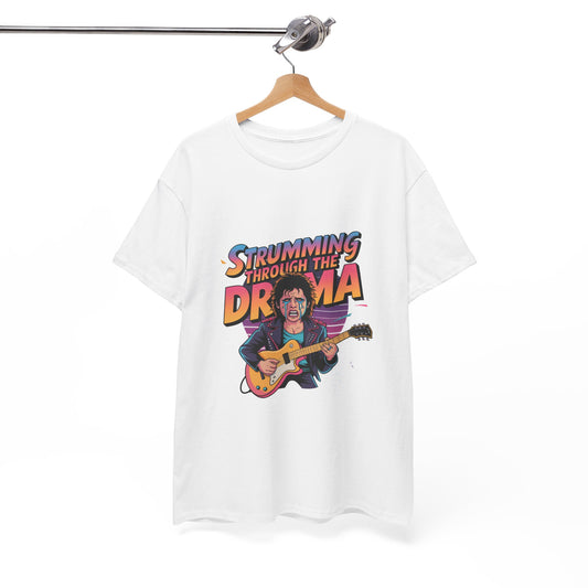 Strumming Through the Drama Guitar T-Shirt – Unisex Rock Music Graphic Tee