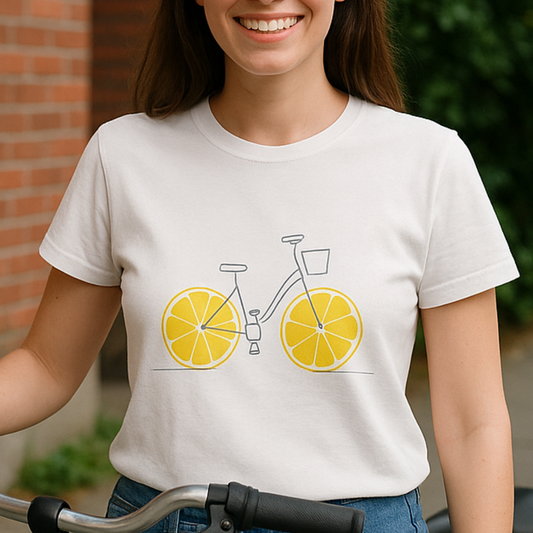 Lemonade, Locks & Pedal Power Women's Summer Vacation Tee – Relaxed Beach Style Shirt